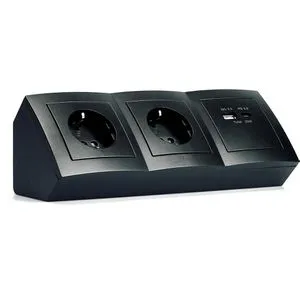 McPower Tischsteckdose Flair - Steckdosen & Zubehör mit 0,15m Kabel, 2x Schutzkontakt und Schnellladefunktion für USB-A und USB-C, ideal für schnelles Aufladen von Geräten.