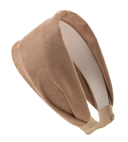 axy Breiter Haarreif mit leichtem Flanell Wunderschön Damen Stirnband Haarschmuck Haarreifen Hairband HR10A (Beige)