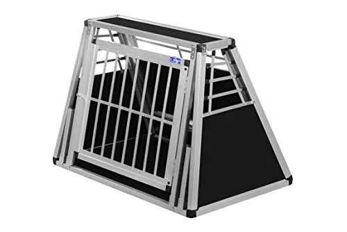 ALPUNA Transportbox N58 – Aluminium Hundebox 61×95,5×70 cm – Auto Hundebox mit Notausstieg, sicherer Hundetransport im Kofferraum