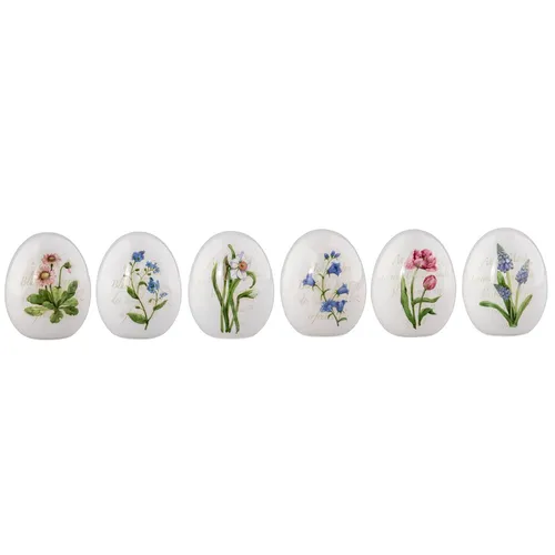 kleine Deko Tisch Ostereier Set Motiv Blumen, Porzellan Oster-Deko Eier 7.2 cm