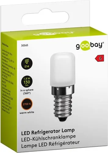 Goobay LED-Kühlschranklampe, 1,8 W, warm-weiß - Sockel E14, ersetzt 15 W, warm-weiß, nicht dimmbar