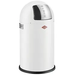 Wesco Mülleimer Pushboy Junior, weiß matt, 22 Liter - Haushaltszubehör mit schwingklappen-Öffnung für komfortable Müllbeseitigung und dicht schließender Edelstahlklappe gegen unangenehme Gerüche.