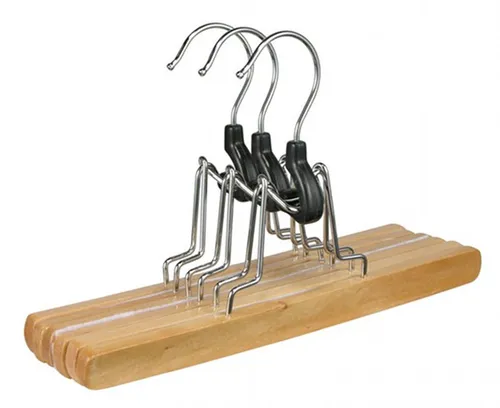 3er Set Hosenbügel aus Holz - Kleiderbügel Set mit 3 Hosenspanner aus hochwertigem Holz, ideal für knitterfreie Hosen und eine ordentliche Aufbewahrung.