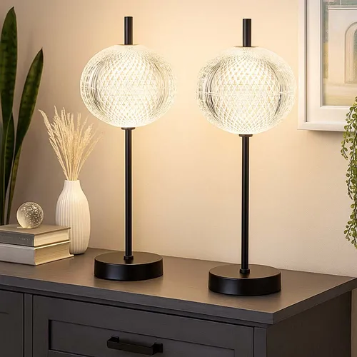 LED Tischleuchte Kristall dimmbar, 2er Set - Elegante Tischleuchte aus Metall und Acryl mit Kristalleffekt. Stufenlos dimmbar und Farbwechsel (3000-6500K) für individuelle Lichtstimmung. Perfekt für jeden Tisch!