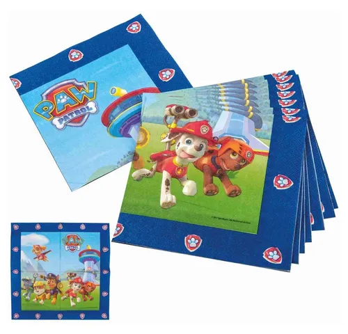 TIB Heyne Aufblasbares Partyzubehör Paw Patrol Servietten - blau - ca. 33 x 33 cm - 20 Stück