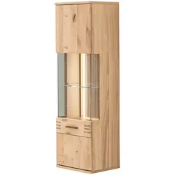 MCA furniture Hängevitrine Salvador in Eiche Bianco - Moderne Hängevitrine mit 1 Glastür und 2 Vitrinenfächern, gefertigt aus massiver Eiche Bianco. Pflegeleichte Oberfläche und kein Zusammenbau nötig – ideal für stilvolle Präsentation.
