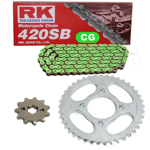 Kettensatz Kawasaki KX 85 B Big Wheel 01-20 Kette RK CG 420 SB 130  GRÜN 13/51
