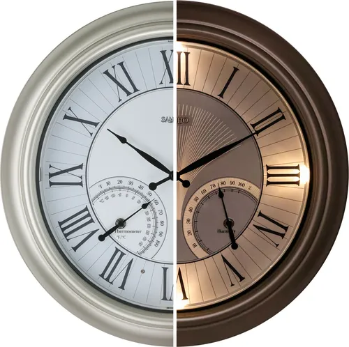 Samilito Wanduhr mit rF&Temp Sensor - Wetterfeste Wanduhren für Innen- und Außenbereich, mit beleuchtetem Display und integrierten Temperatur- und Feuchtigkeitssensor für optimale Übersicht.