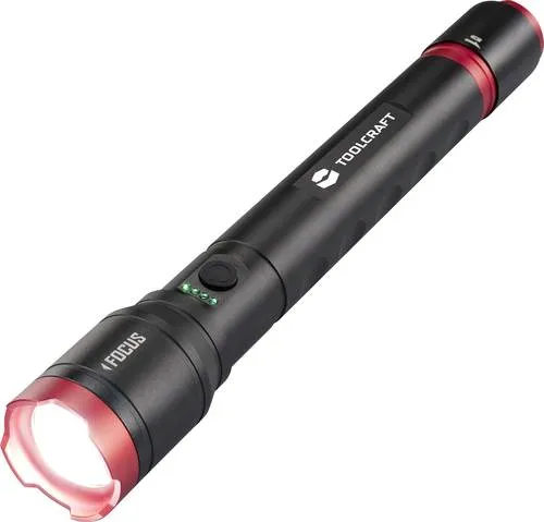 TOOLCRAFT Handlampe verstellbar - Stirn- & Taschenlampen mit 5.000 Lumen, zoomfähig und USB-C Ladeanschluss für zuverlässige Lichtversorgung bei professionellen Einsätzen.