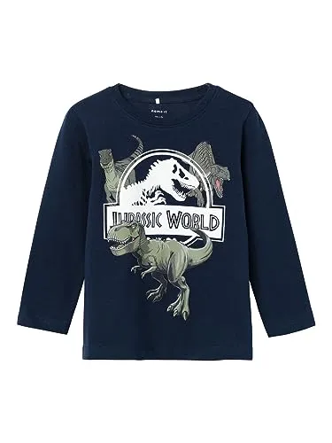 Name IT Jungen Nmmnijal Jurassic Top Noos Sky Langarmshirt, Dark Sapphire, 98 EU