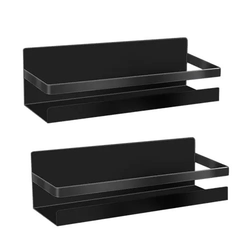 Sitayakuma Magnetisches Kühlschrank Regal, 2-stück Magnet Gewürzregal Hängeregal für Küchen Organizer Aufbewahrung (Schwarz)