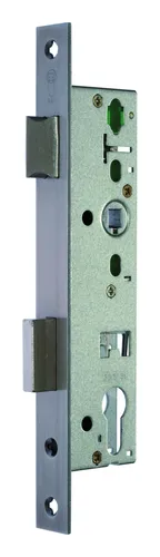 RR-Einsteckschloss PZW 24/35/92 8mm DIN L/R VA - Hochwertiges Einsteckschloss für Schließtechnik, mit vernickeltem Riegel und umstellbarer Anschlagrichtung für flexible Nutzung.