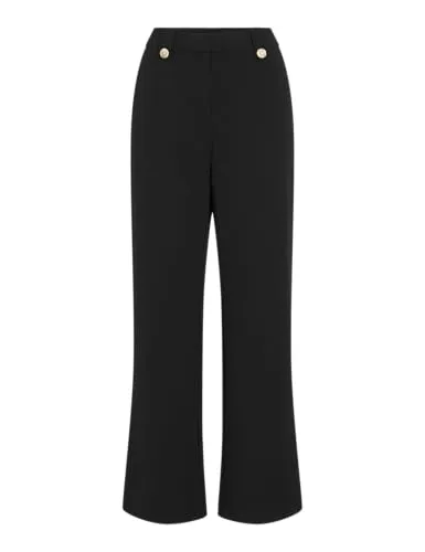 Vila Anzughose VICLUA HW WIDE BUTTON PANTS- NOOS schwarz XXL (44) - Modische Anzughose in Schwarz mit goldenen Knöpfen. Hoch geschnitten, weit geschnitten für optimalen Tragekomfort und pflegeleicht. Perfekt für stilvolle Anlässe.