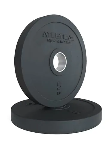 ATLETICA Rubber Plates | Paar | Kleine Hantelscheiben | Erlauben die Skalierung der Gewichte in kleinen Schritten | Edelstahl Ring | 50mm Größe 2x5kg