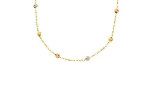 Stella-Jewellery 585er Gold Collierkette Tricolor - Elegante Collierkette aus 585er Gold mit fest fixierten Tricolor-Kugeln, ideal für besondere Anlässe. Inkl. Etui und bis zu 48 cm individuell verlängerbar.