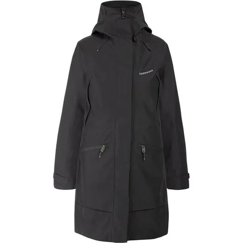 Didriksons Ilma Parka – Wasserdichte Damenjacke, Schwarz, Größe 34 - Funktionsjacke mit 10.000mm Wassersäule, perfekt für schlechtes Wetter. Praktischer Zwei-Wege-Reißverschluss und verstellbare Kapuze für optimalen Komfort.