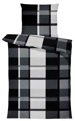 One Home Bettwäsche Modern, Fleece, 2-teilig, Kariert, kuschelig warm - Moderne Winterbettwäsche in Übergröße: 1 Bettbezug (155 x 220 cm) und 1 Kissenbezug (80 x 80 cm). Hergestellt aus 100% Microfaser Thermofleece für ein optimales Schlafklima. Kuschelig weich und strapazierfähig, ideal für die kalten Monate.