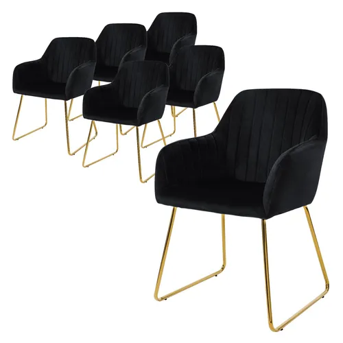 ML-DESIGN Esszimmerstuhl Set mit Rücken- und Armlehnen - 6er Set stilvolle Esszimmerstühle aus Samt mit goldfarbenem Metallgestell, ergonomisch gestaltet für höchsten Sitzkomfort und zeitlose Eleganz in deinem Esszimmer.