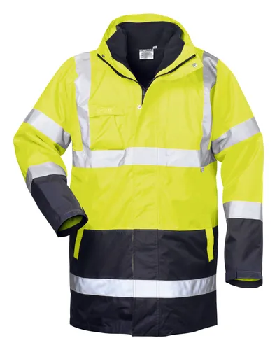 Safestyle Warnparka Spencer XXL - Gelb / Marine - Hochsichtbarer Warnparka in Größe XXL, ideal für Sicherheit bei schlechten Lichtverhältnissen, perfekt für Bau- und Outdoor-Arbeiten.
