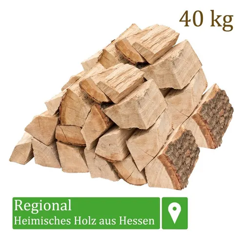 Flameup Kaminholz Eiche 40 kg – Ofenfertiges Brennholz für Kamin und Grill - Ofenfertiges Eichenholz, ideal für Kamin, Ofen oder Grill. Luftkammergetrocknet mit weniger als 18% Restfeuchte. Sofort einsatzbereit und aus regionalen Wäldern in Hessen.