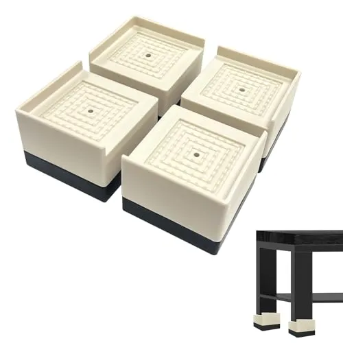 MöBelerhöhung Möbelfüße Weiß,TischerhöHung Füße 4 cm,Möbel Erhöhung,Betterhöhung rutschfest, Leise und Verschleißfest,Tisch Erhöhung für Bett,Sofa,Schrank,Geräte,Möbelerhöher 4 Stück
