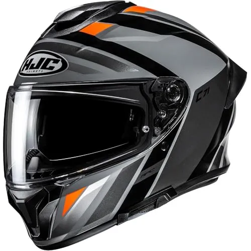 HJC C71 Faber MC7 Integralhelm Schwarz/Grau/Orange XL - HJC C71 Faber MC7 Integralhelm – modern, leicht und komfortabel. Mit fortschrittlicher Polycarbonat-Verbundschale und UV-Schutzvisier ideal für sichere Fahrten und täglichen Einsatz.