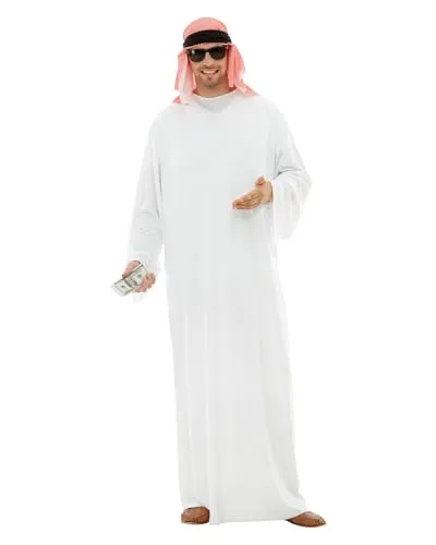 Funidelia Araber Kostüm für Herren mit Tunika & Kopftuch – Scheich Verkleidung für Erwachsene – Karneval & Halloween – Größe M – Weiß