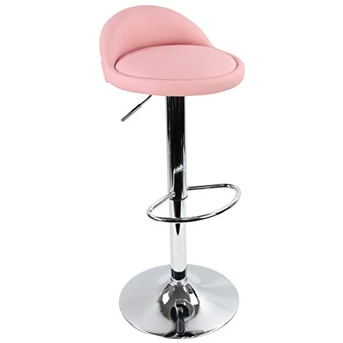 KKTONER Barhocker Tresenhocker höhenverstellbar 60-80cm mit Fußstütze PU Leder Rosa