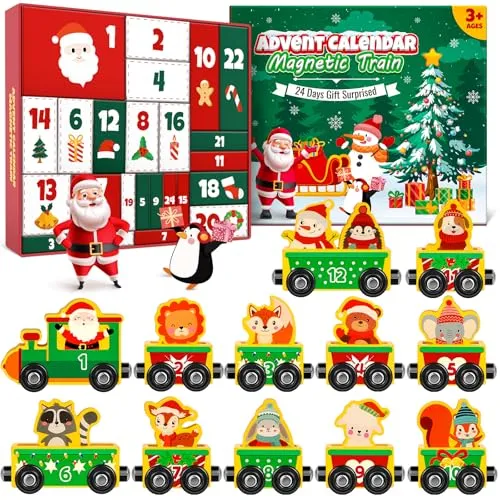 Vexyra Adventskalender 2026 für Kinder – Magnetischer Holzzug mit 24 Überraschungen