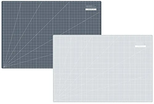 SEMPLIX Schneidematte A1 - Beidseitig Bedruckt in Grün, Rosa, Grau, Türkis, Lila - Ideal für Basteln, Nähen und Patchworken. Mit praktischen Maßangaben in cm und inch, rutschhemmender Oberfläche und stabiler Qualität für präzises Arbeiten und Schutz des Tischs.