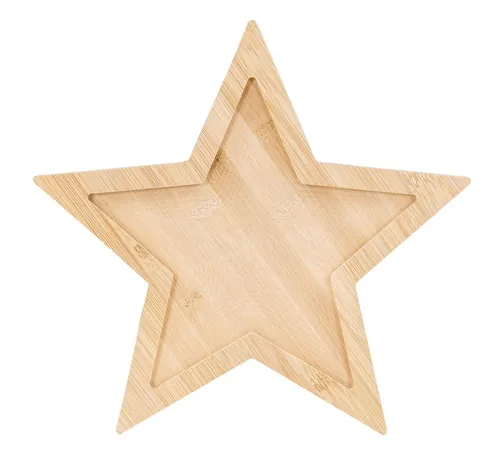 Levandeo® Dekoschale, Holztablett Stern 30cm Bambusholz Sterntablett Tischdeko Weihnachten