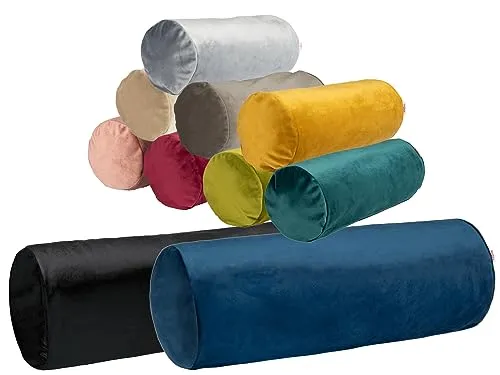 beties - Samt&Sonders-Serie - XL-Nackenrollenbezug ca. 25x70 cm; in schwarz mit dekorativer Jeansnaht aus deutschem Unternehmen in hochwertiger Qualität