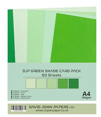 DJP 160 g/m² Grüne Schattierungen – 5 Farben, 50 Blatt – 10 Stück je Farbe