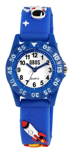 Kinder Armbanduhr Kinderuhr Kids Analog Watch Silikonarmband Weltraum Blau QBOS