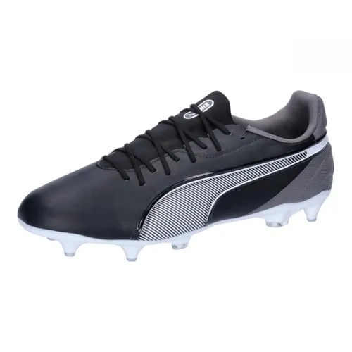 PUMA Unisex King Match MxSG Fußballschuhe, Schwarz Weiß-Dunkelgrau, 46 EU - Hochwertige Mikrofaser-Oberfläche für optimalen Komfort und Traktion auf festem und künstlichem Boden. Ideal für Fußballspieler, die Leistung und Stil suchen.