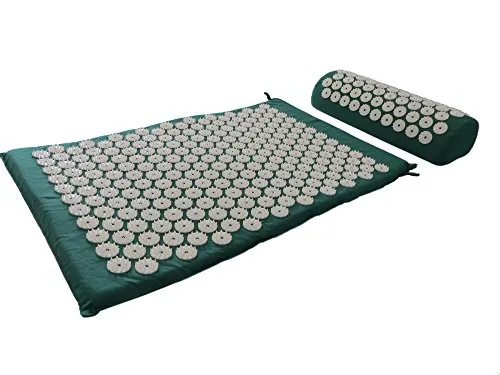 rukauf HQ Akupressurmatte Massagematte/Matte + Kissen + Tasche Set/Nagelmatte Yantramatte Yogamatte grün Green eco