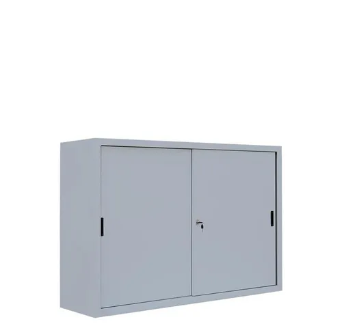 Großer Schiebetürenschrank aus Stahl - 1090 x 1600 x 450 mm - Büroschrank aus langlebigem Stahl mit leichtläufigen Schiebetüren. Ideal für enge Räume, höhenverstellbare Fachböden und integriertes Dreh-Druckzylinderschloss sorgen für Sicherheit und Flexibilität.