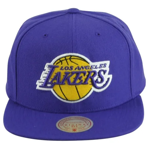 NBA Mitchell Ness Los Angeles Lakers Original Lila Snapback Flat Bill Hut Kappe