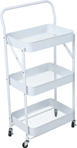 SVITA Servierwagen mit Rollen - Beistellwagen mit 3 klappbaren Etagen und praktischem Griff, ideal für flexibles Servieren und Platzersparnis.