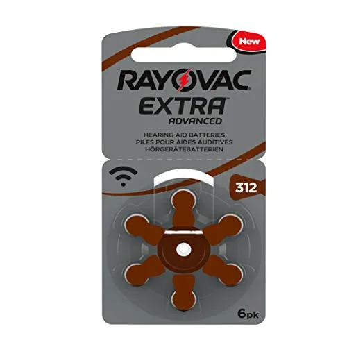 Rayovac Extra Advanced Zink Luft Hörgerätebatterie (in der Größe 312er Pack, mit 30 Batterien, geeignet für Hörgeräte Hörhilfen Hörverstärker) braun