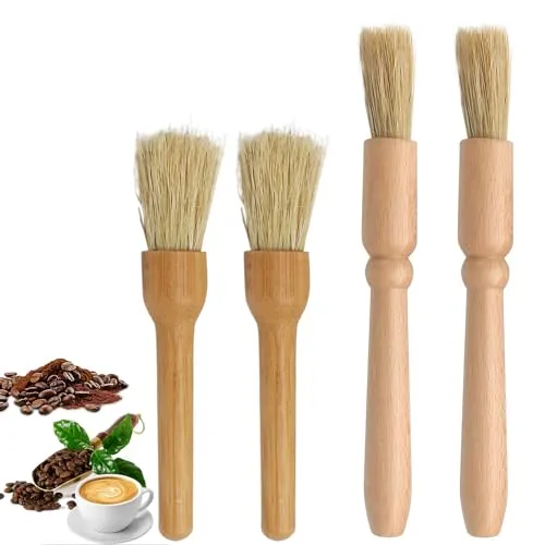 Stück Kaffeemühle Reinigungsbürste, Bambus/Gummi Holz & Naturborsten Holzstaub Espressobürste Zubehör - Geeignet für Handkaffeemaschine Reinigung, Tastaturreinigung, Grillbürste 4