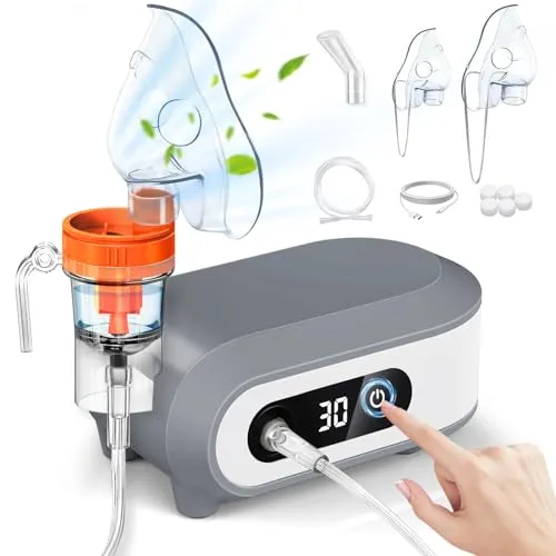 Inhaliergerät für Erwachsene mit LED Digitalanzeige - Elektrische Inhalatoren mit fortschrittlicher Kompressortechnologie für effektive Atemwegserkrankungen. Ideal für Erwachsene und Kinder, tragbar und leise, für eine bequeme Anwendung zu Hause oder unterwegs.