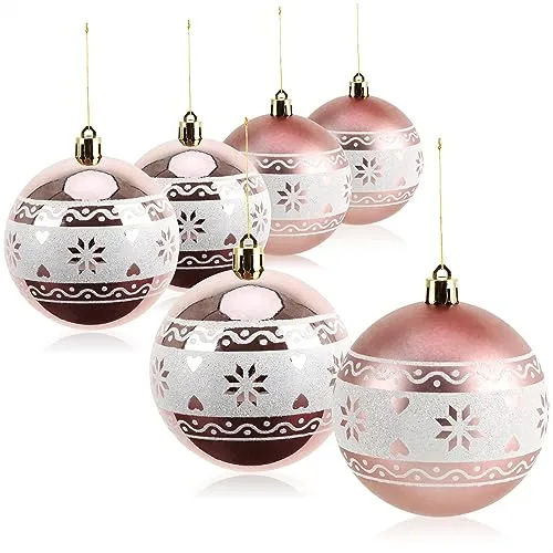 com-four® 6X Weihnachtskugeln, Christbaumkugeln bruchsicher aus Kunststoff für Weihnachten, Baumschmuck für den Christbaum mit Anhänger