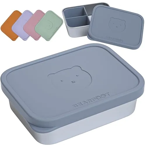 BEARFOOT Edelstahl Kinder Brotdose mit Silikondeckel von bearfoot