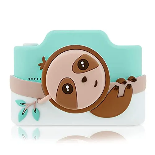 Kidamento Digitalkamera und Video-Camcorder für Kinder mit Touchscreen, weichem Silikongehäuse, abnehmbarem Objektivdeckel, 32 GB Speicherkarte – Modell K Zippy das Faultier