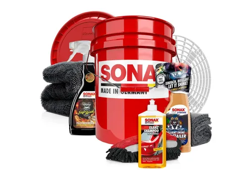 detailmate Sonax Glanz Shampoo 500 ml - Auto Wasch Set Plus Ultra - Felgenreiniger Set für optimale Auto Aussenreinigung, inklusive 500 ml hochergiebigem Glanz Shampoo und Zubehör für ein glänzendes Finish.