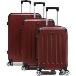 Reisekoffer 3 tlg Hartschale Trolley Set - Koffer Set aus robuster Hartschale, ideal für sicheres Reisen. Mit 4 drehbaren Rollen und Zahlenschloss für einfache Handhabung und Sicherheit. Stapelbar für platzsparende Aufbewahrung. Erhältlich in S/M/L.
