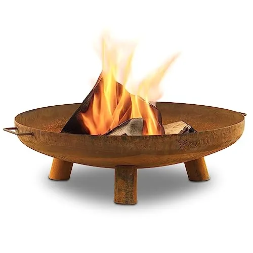 BBQ-Toro Feuerschale Ø 80 cm, Rostoptik - Vielseitige Feuerstelle für Garten und Terrasse - Grills: BBQ-Toro Feuerschale Ø 80 cm in Rostoptik - Ideal als gemütliche Feuerstelle oder Eiskübel, robust und hitzebeständig, mit drei Standbeinen für sicheren Stand und zwei Griffen für einfachen Transport.