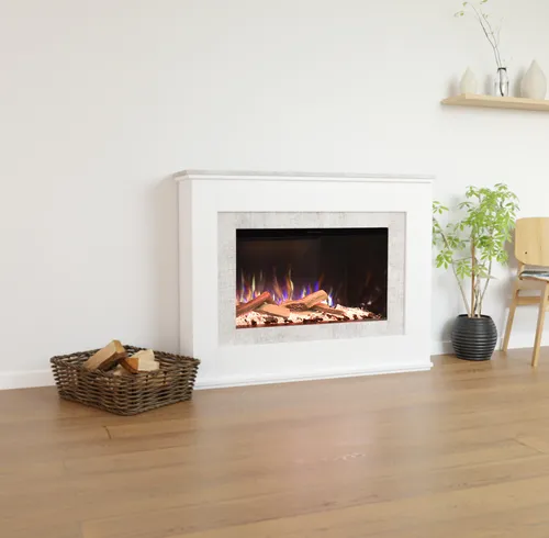 Glow Fire Elektrokamin 'PR6' | LED Standkamin in Weiß mit Heizfunktion - Erleben Sie realistische 3D-Flammen mit dem Glow Fire Elektrokamin. Der integrierte Heizlüfter sorgt für wohlige Wärme, während Sie die Flammen individuell anpassen können. Ideal für eine gemütliche Atmosphäre in jedem Raum.