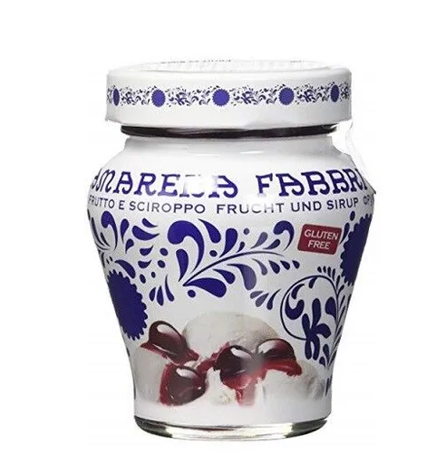 Fabbri Amarena Obst und Sirup Kirschen 600g - Italienische Kirschen in Sirup, ideal zum Verfeinern von Desserts und Joghurt, für ein authentisches Geschmackserlebnis.